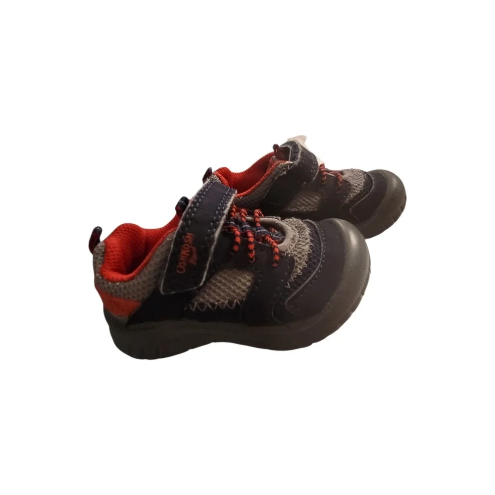 Oshkosh B'gosh  Little Boy SZ 5 Lago Blue Sneakers Gray Mesh Round Toe